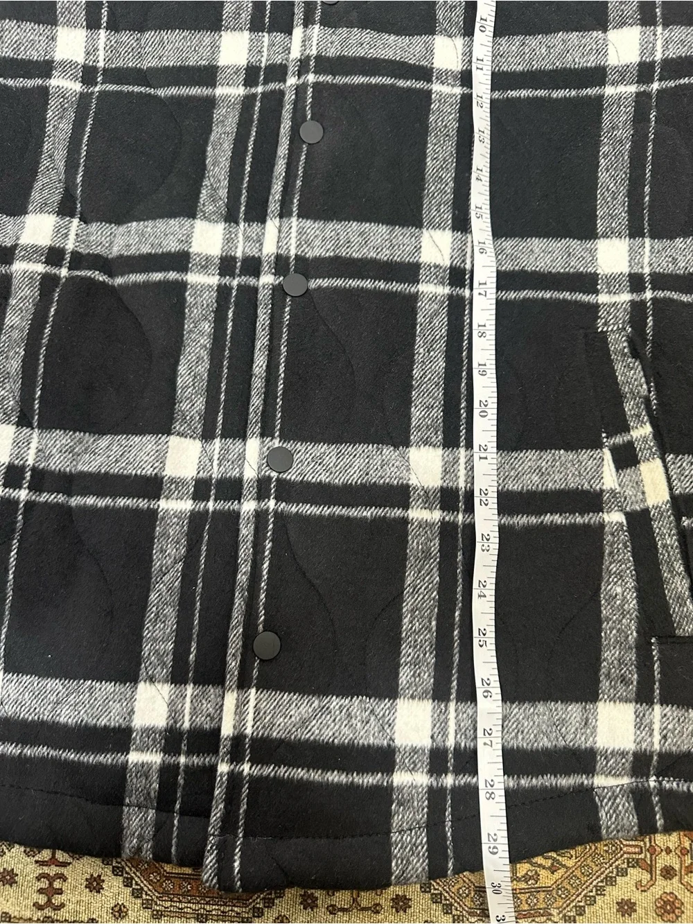 MAISON ARTICLE Quilted Plaid Overshirt - Black & White, NWT, Large